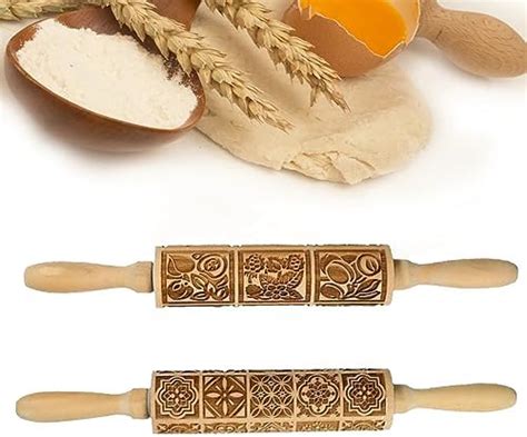 Amazon Rolling Pins For Baking Embossed Pin Engraved Embossing