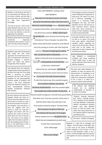 Macbeth Act 1 Scene 5 Annotated | Teaching Resources