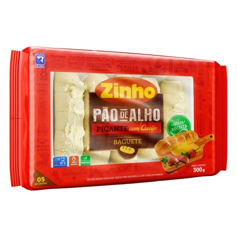 Pão de Alho Baguete Recheio Picante Queijo Zinho Pacote 300g BIG