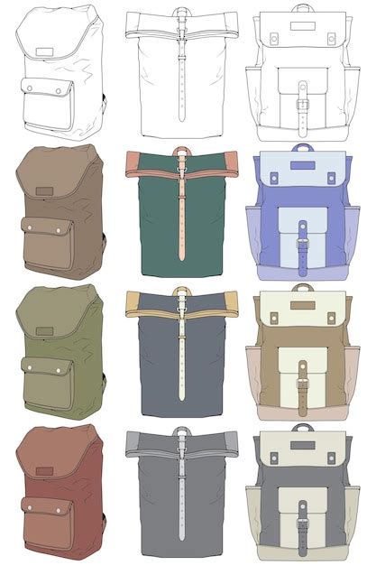 Premium Vector Hand Drawn Colorfull Vector Set Of Backpacks Cartoon