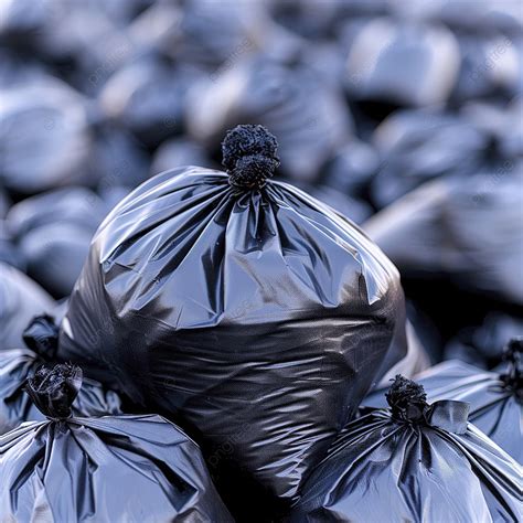 A Pile Of Black Garbage Bags Representing Waste Management And