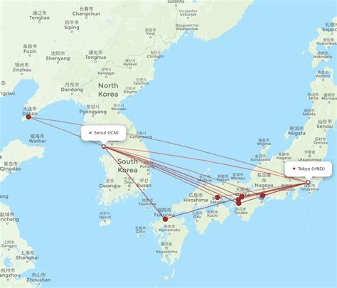 All Flight Routes From Tokyo To Seoul Hnd To Icn Flight Routes