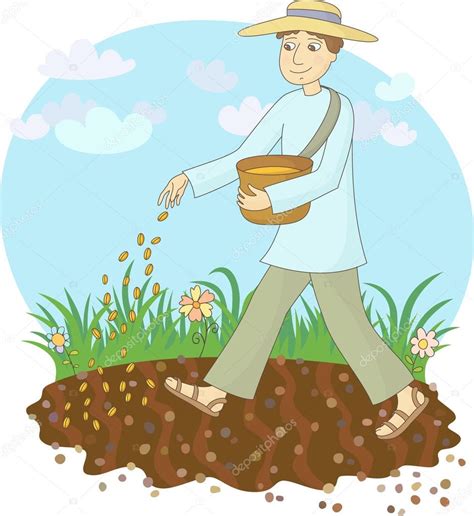 El Agricultor Siembra Grano Vector De Stock 33654901 Depositphotos