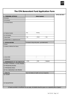 Fillable Online The Cpa Benevolent Fund Application Form Cpa Ireland