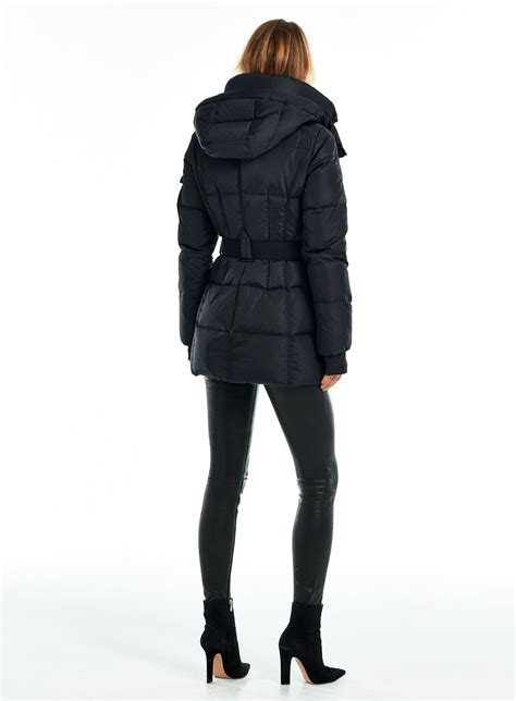 Sam New York Womens Soho Belted Down Puffer Coat In Jet Sam