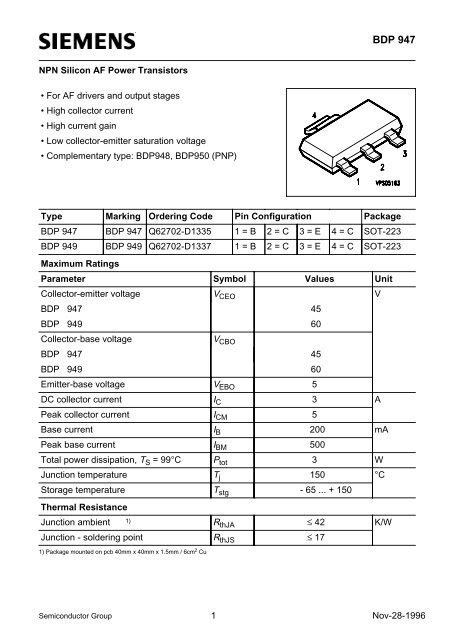 Pnp Silicon Af Transistor Bcp Datasheet Catalog Hot Sex Picture