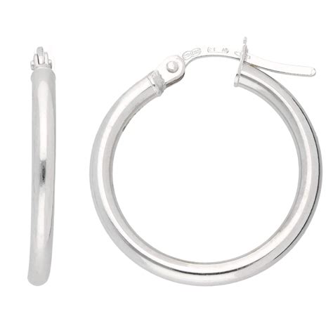 18ct White Gold 18mm Hoop Earrings Buy Online Free Insured Uk Delivery