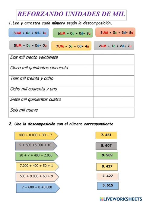 Unidades De Mil Interactive Worksheet