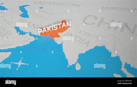 Pakistan Highlighted On A White Simplified 3D World Map Digital 3D