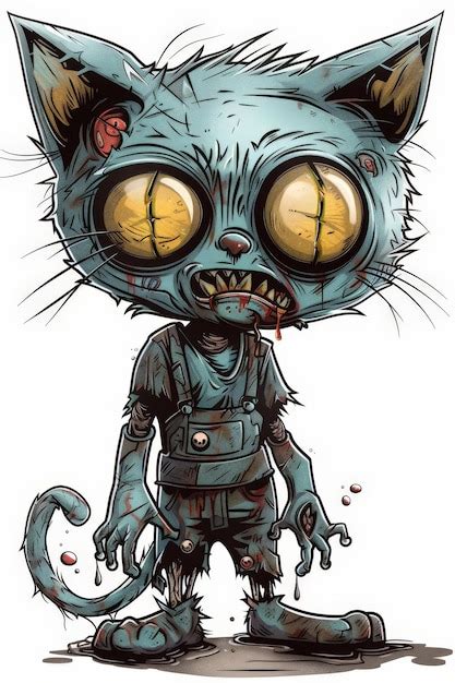 Premium Vector A Cartoon Cat With A Bloody Face And A Bloody Mouth