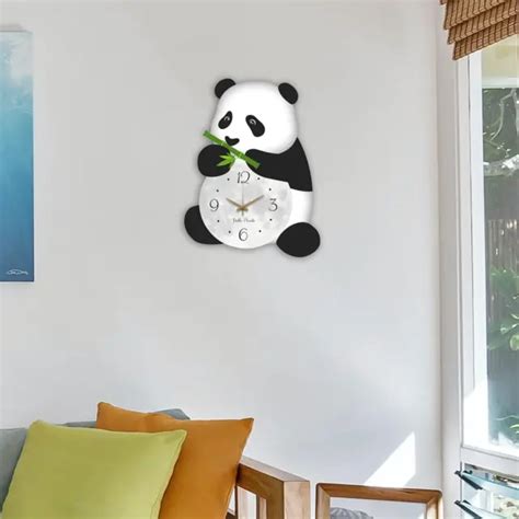 HORLOGE MURALE PANDA dessin animé grande horloge murale silencieuse en