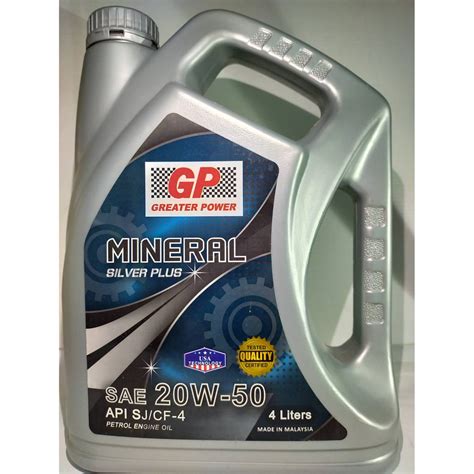 GP MINERAL SILVER PLUS SAE 20W 50 API SJ CF 4 4Liters Shopee Malaysia