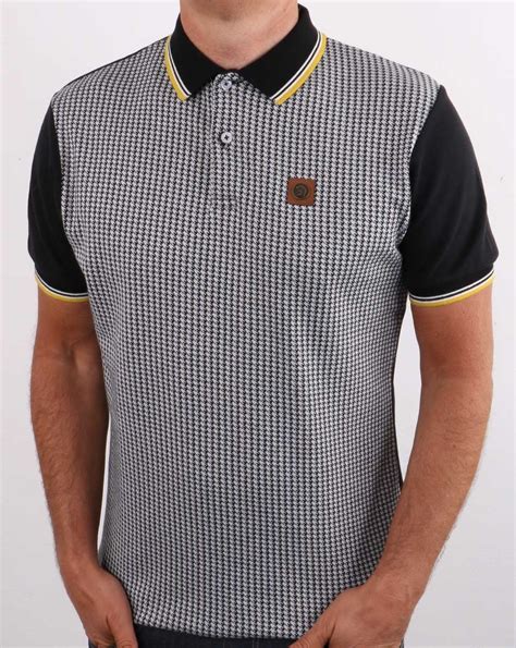 Trojan Houndstooth Polo Shirt In Black 80s Casual Classics