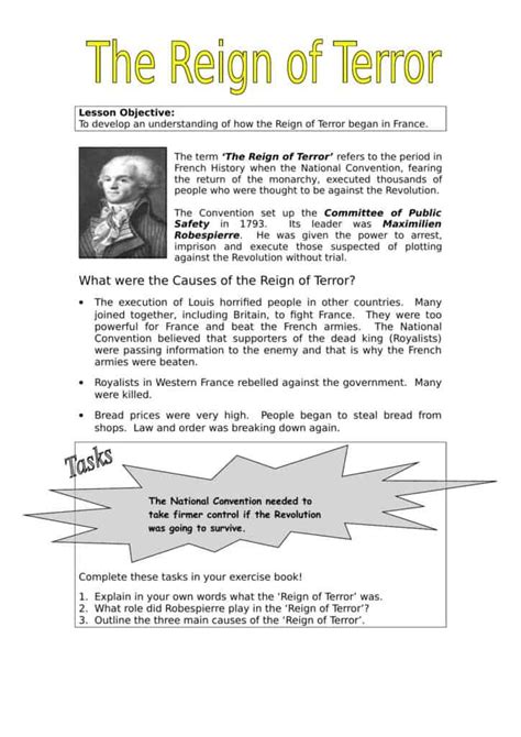 Causes of the Reign of Terror Worksheet