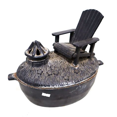 Plow Hearth Cast Iron Chair And Fire Pit Wood Adirondack Steamer