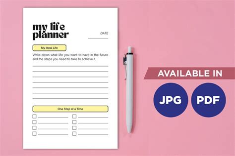 Life Planner Printable Planifier Digital Sheet Template