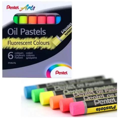 Giz Pastel Oleoso Pentel Arts Fluorescente 6 Cores PHN F6 Pentel