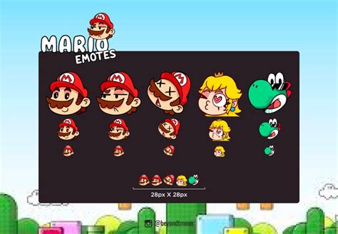 5 Mario Emotes for TWITCH DISCORD and YOUTUBE (Instant Download) - Etsy