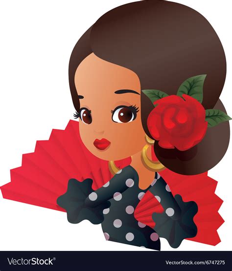 Latin Spanish Cute Chibi Cartoon Girl Royalty Free Vector