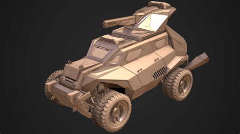 3D Model Sci FI Armored Military Vehicle PBR VR AR Low Poly CGTrader