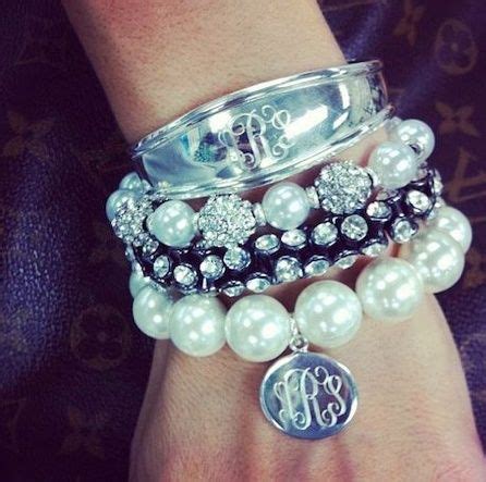 Monogram Charms and Pearl Bracelet