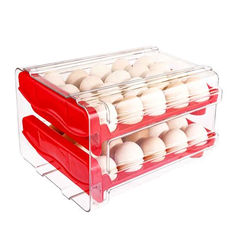 Rubtlamp Red Egg Holder For Refrigerator Drawers Egg Storage