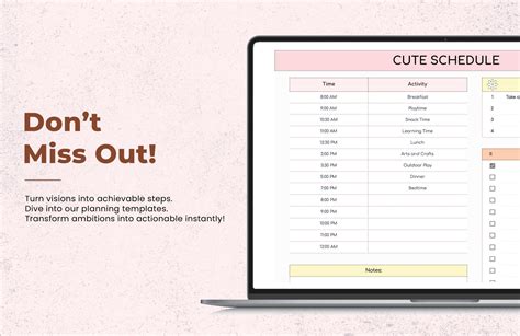 Free Cute Schedule Template - Download in Excel, Google Sheets ...