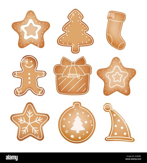 Christmas Gingerbread Cookies Set Isolated On White Background Stock Vector Image And Art Alamy