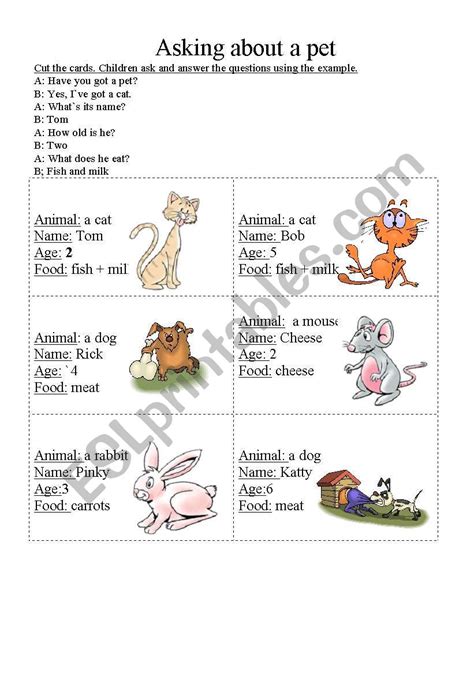 Asking About A Pet Esl Worksheet By Alice Alice