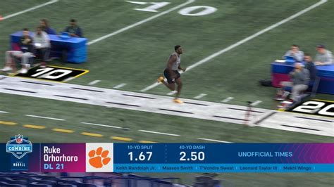 DL Ruke Orhorhoro Clemson Runs 4 89 Second 40 Yard Dash At 2024 NFL