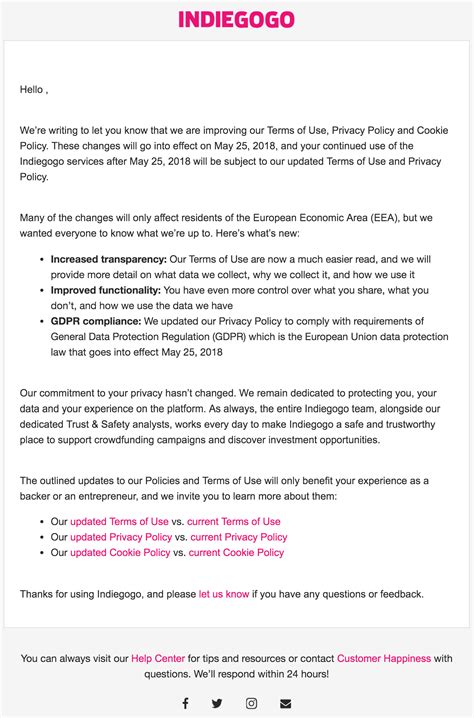 Great Examples Of Updated Privacy Statement Emails Campaign Monitor