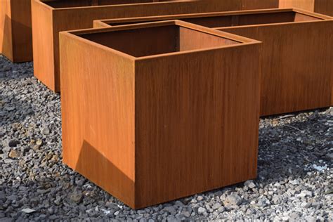 Modern Outdoor Decoration Square Large Corten Steel Planter Boxes Ahl