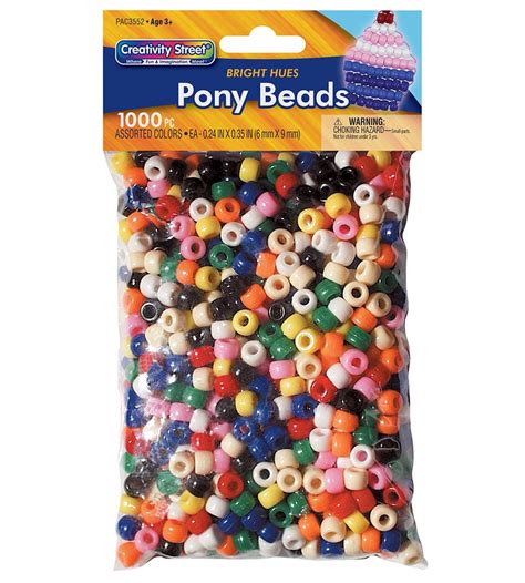 Creativity Street Pony Beads Assorted Bright Hues 6 Mm X 9 Mm 1000