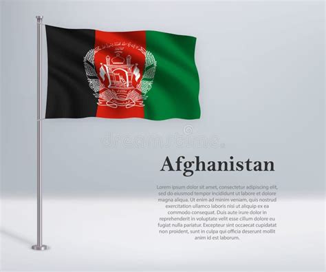 Waving Flag Of Afghanistan On Flagpole Template For Independence Day