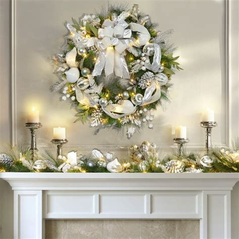 Flower Lighted Christmas Wreaths