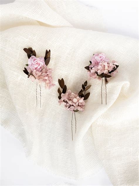 Lilac Hair Pins Bridesmaid Hair Accessories Mauve Flower Hairpiece