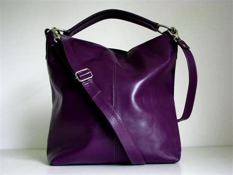 Leather Handbag Purple Messenger Bag Tote Purple Bags Purple Purse