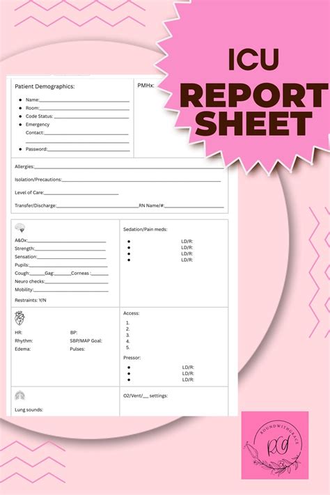 Nursing Icu Report Sheet Etsy