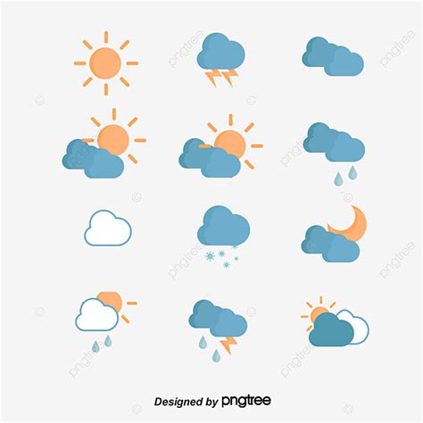 S Mbolos De Clima Plano Png Sol Ensolarado Nuvens Nubladas S Mbolo