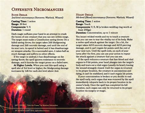 New Spells Offensive Necromancies — Dnd Unleashed A Homebrew