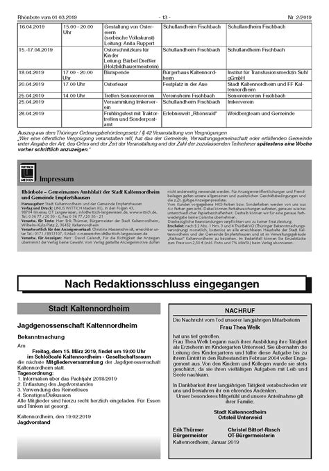 Amtsblatt Rhönbote März 2019 APP Rhönkanal NEU