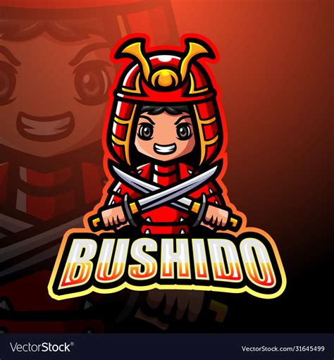 Bushido Mascot Esport Logo Design Royalty Free Vector Image