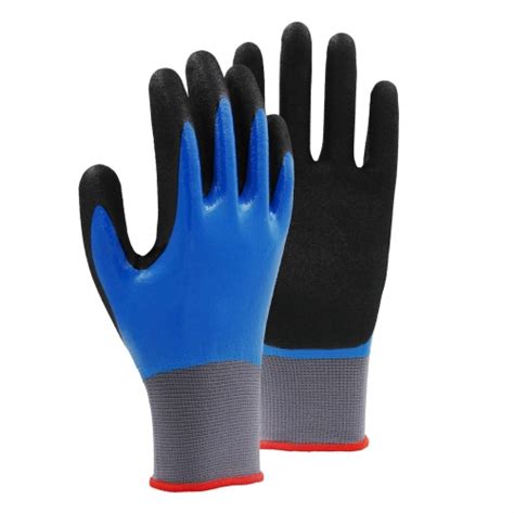 G Polyester Shell Nitrile Sandy Double Coated Gloves Fully Palm Sandy