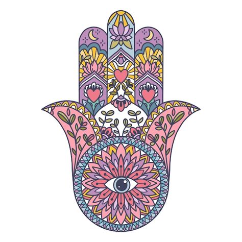 S Mbolo Indio Coloreado A Mano De F Tima Khamsa Signo Oriental Sagrado