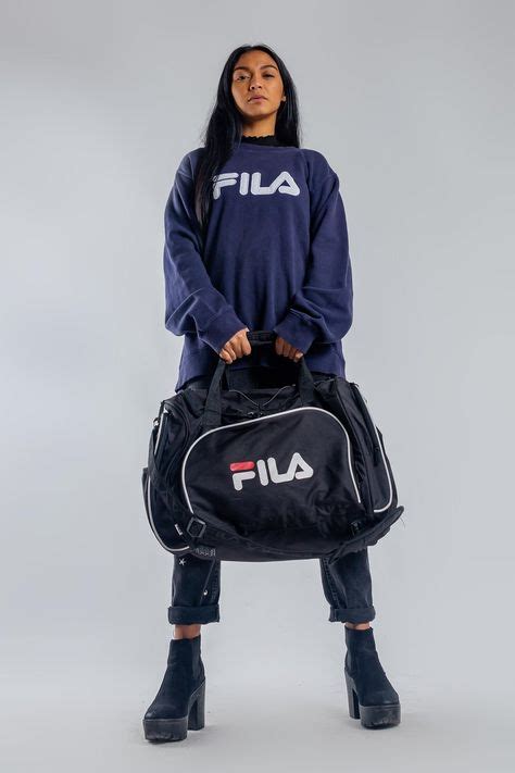 Big Vintage Fila Gym Bag Black White Fila Sports Bag Fila Logo