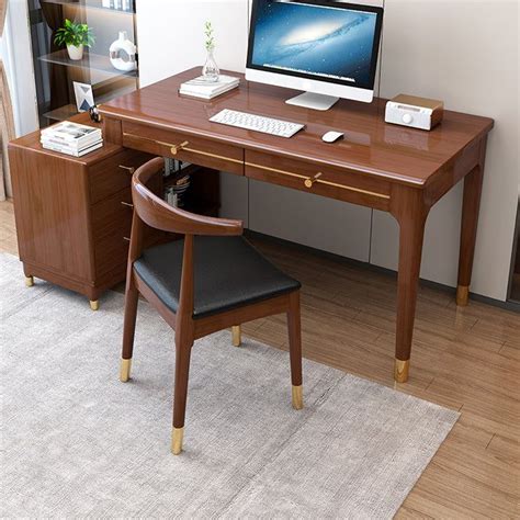 Rubberwood Storage and Drawers Writing Desk Rectangular Office Desk ...