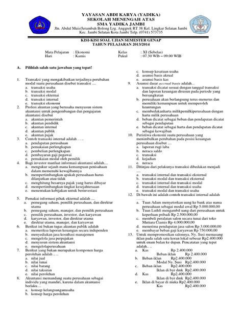 Soal Ekonomi Sma Xi Ips Pdf