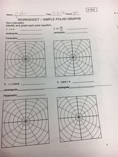 Solved A 10-2 DaePertod Name ? WORKSHEET-SIMPLE POLAR GRAPHS | Chegg.com