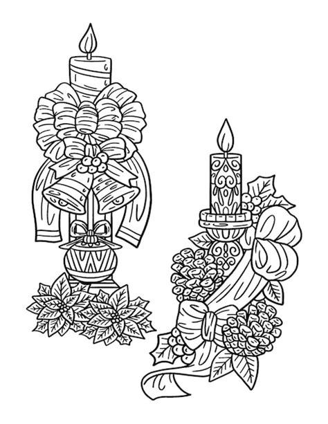 Premium Vector Christmas Candle Holder Isolated Adults Coloring