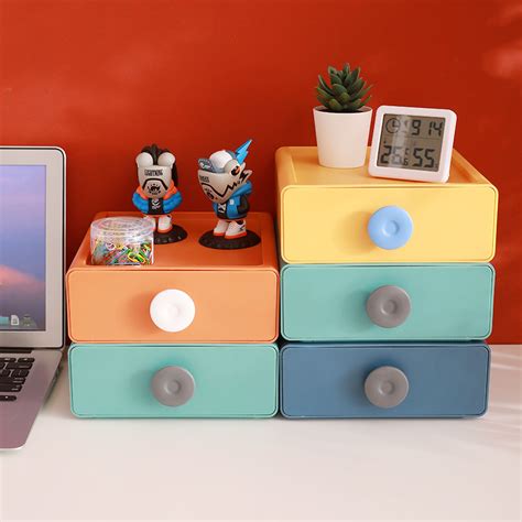 Lvcat Colorful Small Stackable Plastic Desktop Drawers Storage Box With